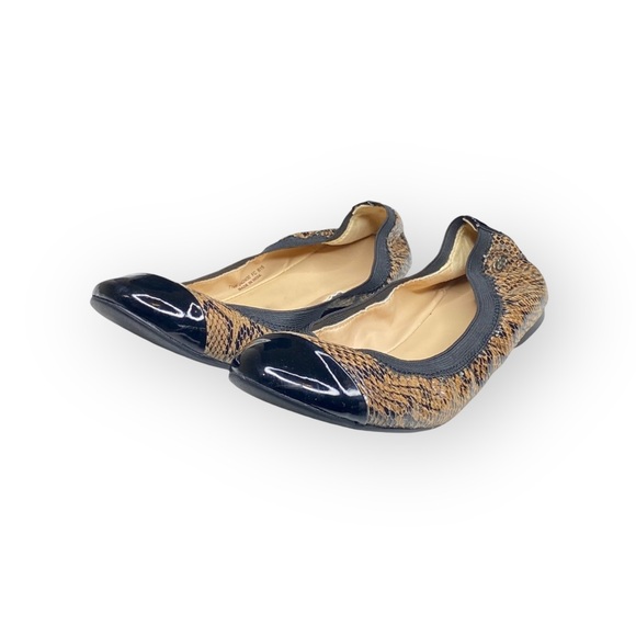 Cole Haan ⌘ Deltona Cap Toe Gore Leather Ballet Flats ⌘ Brown Snakeskin ⌘ 7.5M - Picture 7 of 16